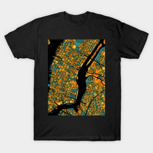 New York Map Pattern in Orange & Teal T-Shirt